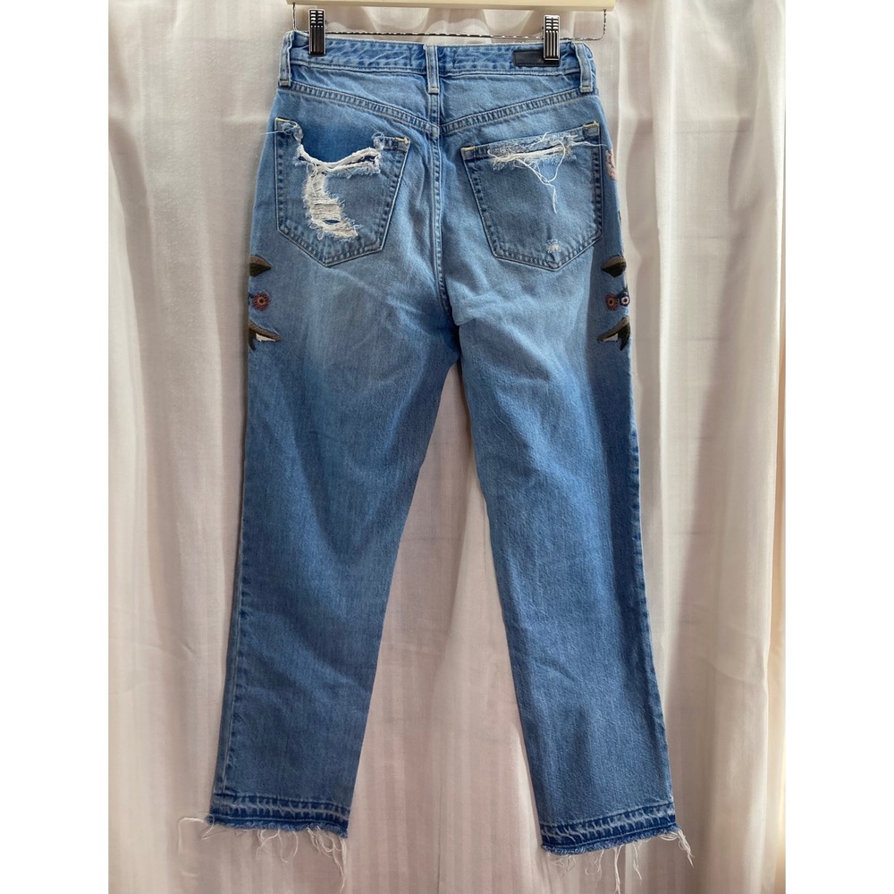 Abercrombie Fitch Annie High Rise Girlfriend Jeans Embroidered Ripped Frayed 26" - Picture 2 of 9